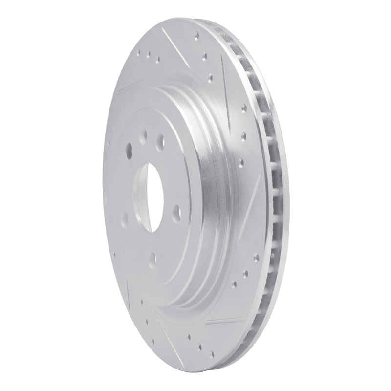 Cadillac CTS Brake Rotor (1) - Rear Right - R1 Concepts - Drilled & Slotted - Silver - `08-`14
